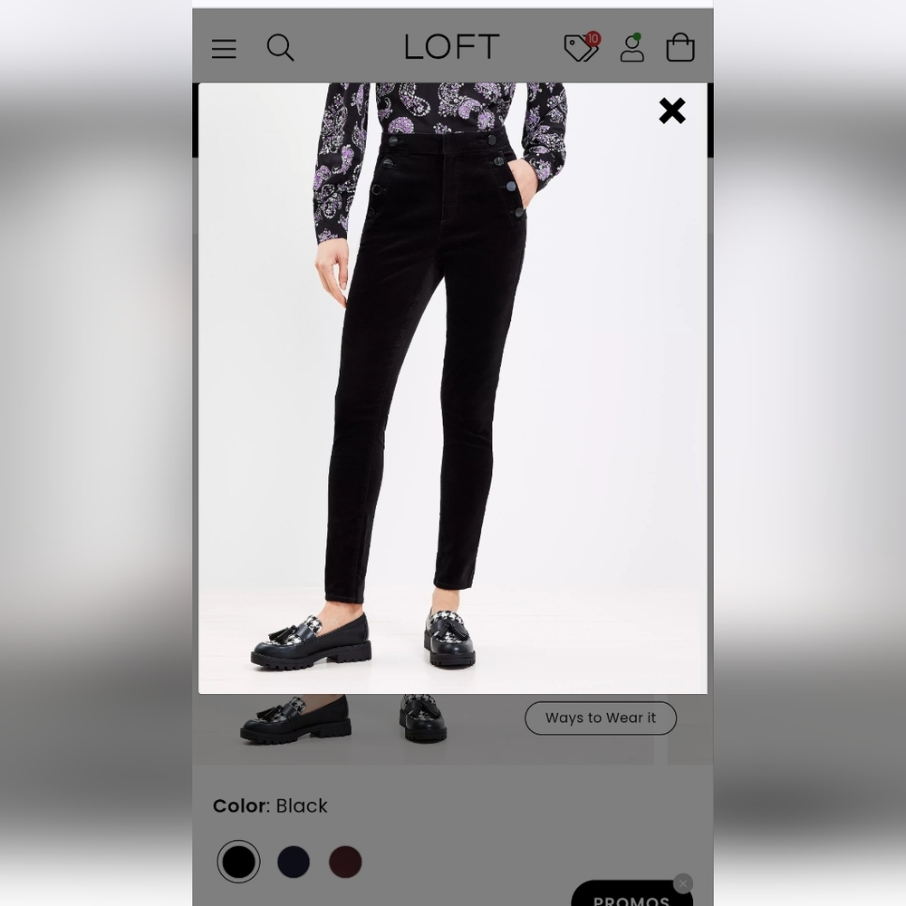 LOFT Mariner Skinny Pants in Velvet